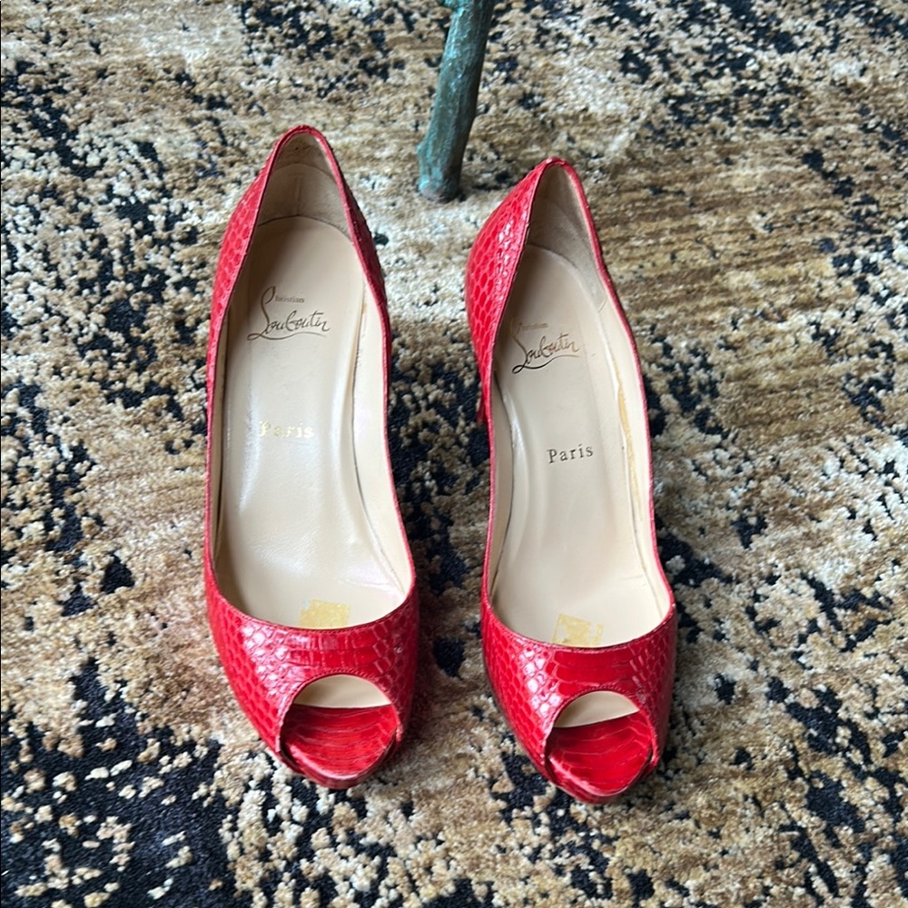 Christian Louboutin Red Peep Toe Pumps